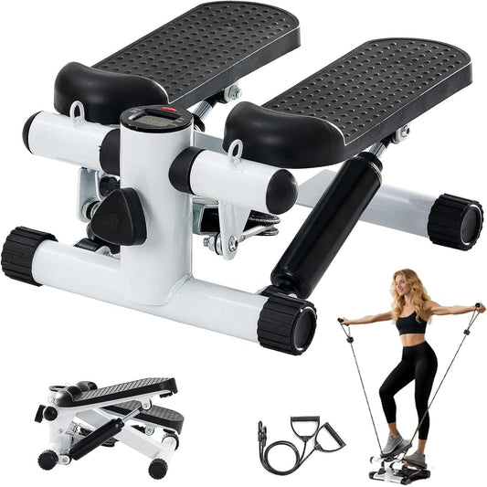 Steppers for Exercise at Home, Mini Stepper with Resistance Bands - Quiet, 360LBS Weight Capacity Portable Stair Stepper for Buttocks Lifting & Body Shaping, Compact Fitness Stepper for Small Spaces