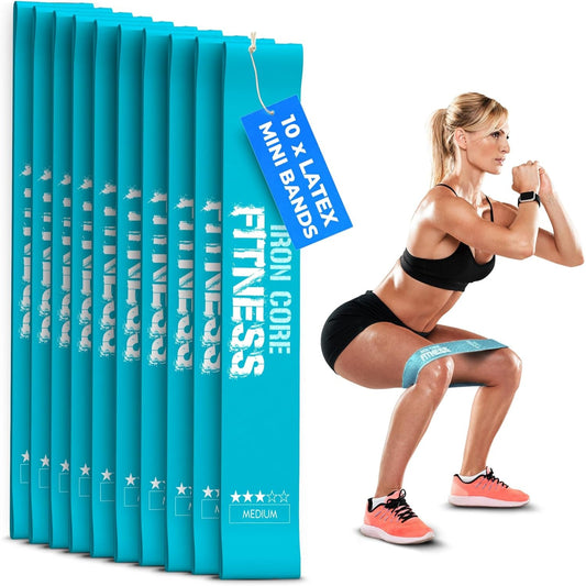 Latex Mini Resistance Bands Sets for Trainers, Bootcamp, Gym for Men and Women in Fun Colors - Ebook, Videos and Workout Chart Included by