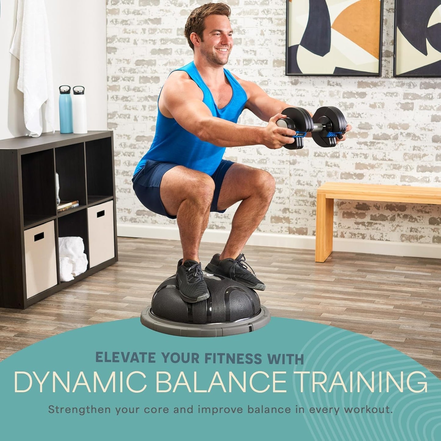 Half Balance Ball Trainer - Stability Ball for Exercise, Full-Body Workouts, Home Gym, and Physical Therapy - Horizon Balance Ball Half Non-Slip Equipment for Balance Training
