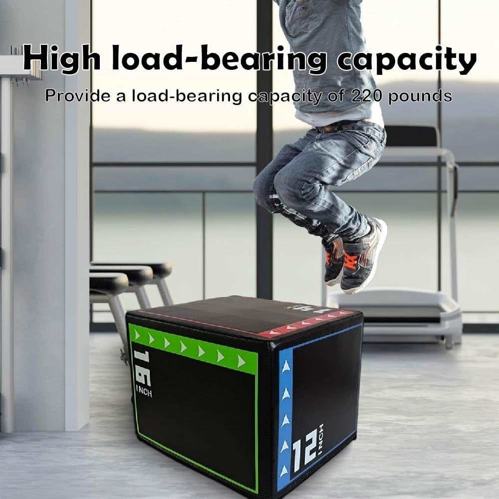 Versatile Non Slip Jump Box Exercise 3-In-1 Foam Plyometric Jump Box for Home Gym Training Fitness