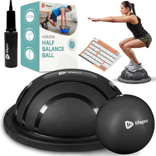 Half Balance Ball Trainer - Stability Ball for Exercise, Full-Body Workouts, Home Gym, and Physical Therapy - Horizon Balance Ball Half Non-Slip Equipment for Balance Training