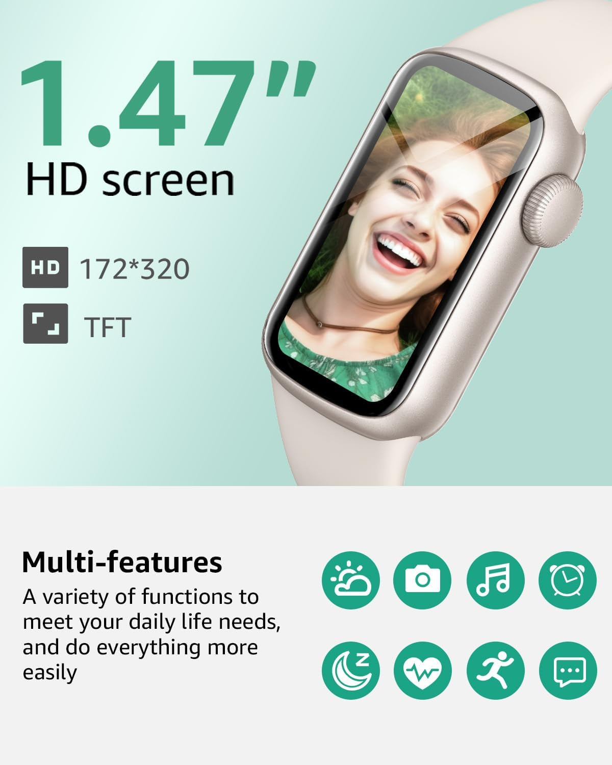 Fitness Tracker,Smart Watch with 1.47" Touch Display,137+Sport Modes Fitness Watch with Heart Rate Sleep Monitor, Step Counter,Ip68 Waterproof Activity Trackers for Women Men