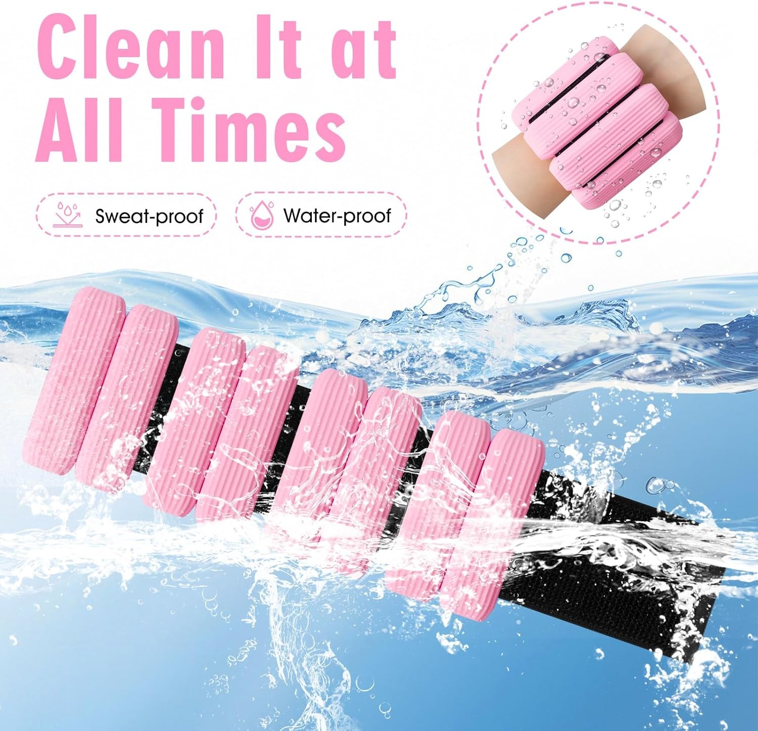 Wrist Weights Set of 2, Wearable Wrist Ankle Weights for Women & Men, Silicone Weighted Bangles Adjustable Arm and Leg Weights for Walking Yoga Pilates Running Dance Gym 2Lb