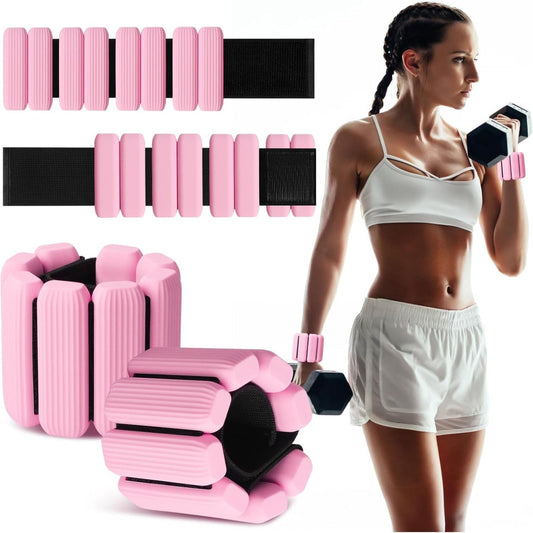 Wrist Weights Set of 2, Wearable Wrist Ankle Weights for Women & Men, Silicone Weighted Bangles Adjustable Arm and Leg Weights for Walking Yoga Pilates Running Dance Gym 2Lb