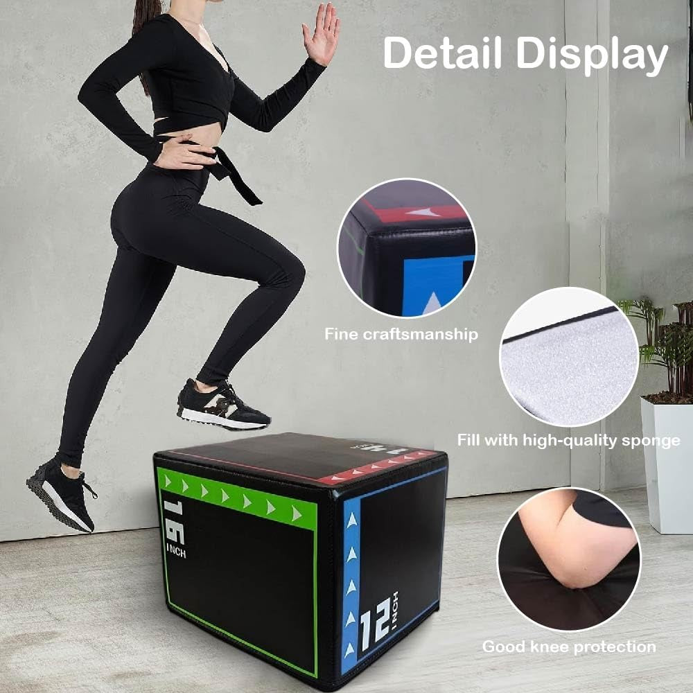 Versatile Non Slip Jump Box Exercise 3-In-1 Foam Plyometric Jump Box for Home Gym Training Fitness