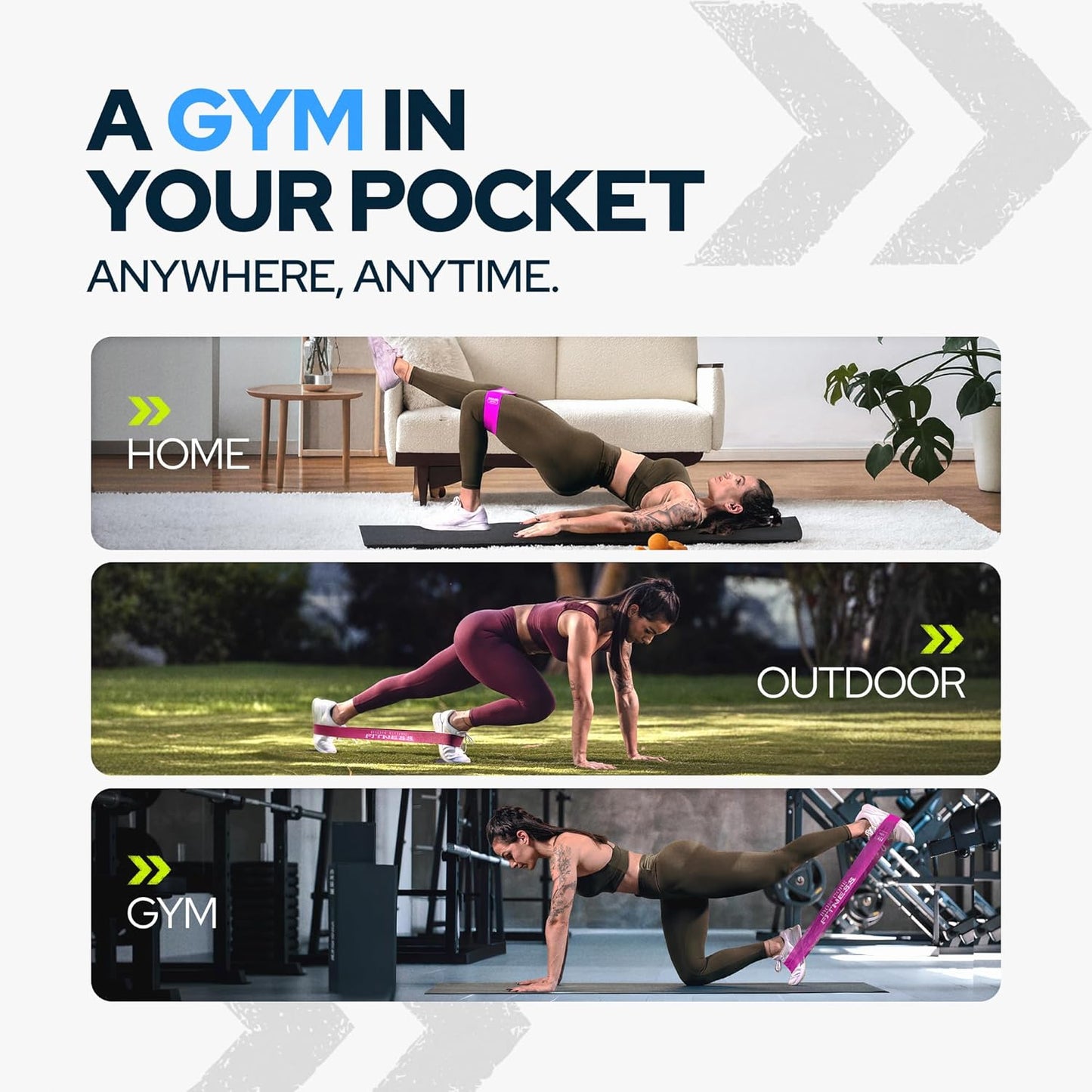 Latex Mini Resistance Bands Sets for Trainers, Bootcamp, Gym for Men and Women in Fun Colors - Ebook, Videos and Workout Chart Included by