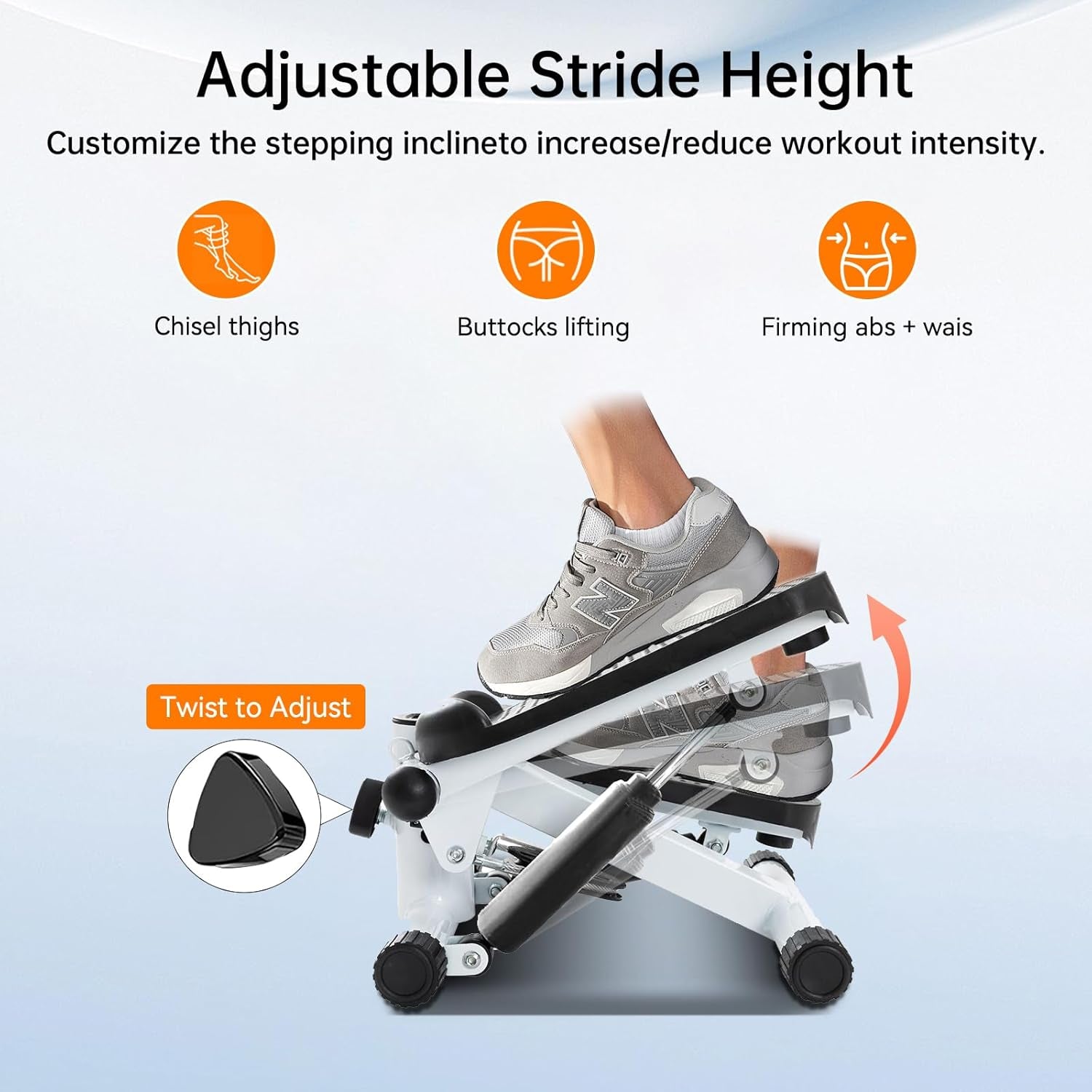 Steppers for Exercise at Home, Mini Stepper with Resistance Bands - Quiet, 360LBS Weight Capacity Portable Stair Stepper for Buttocks Lifting & Body Shaping, Compact Fitness Stepper for Small Spaces