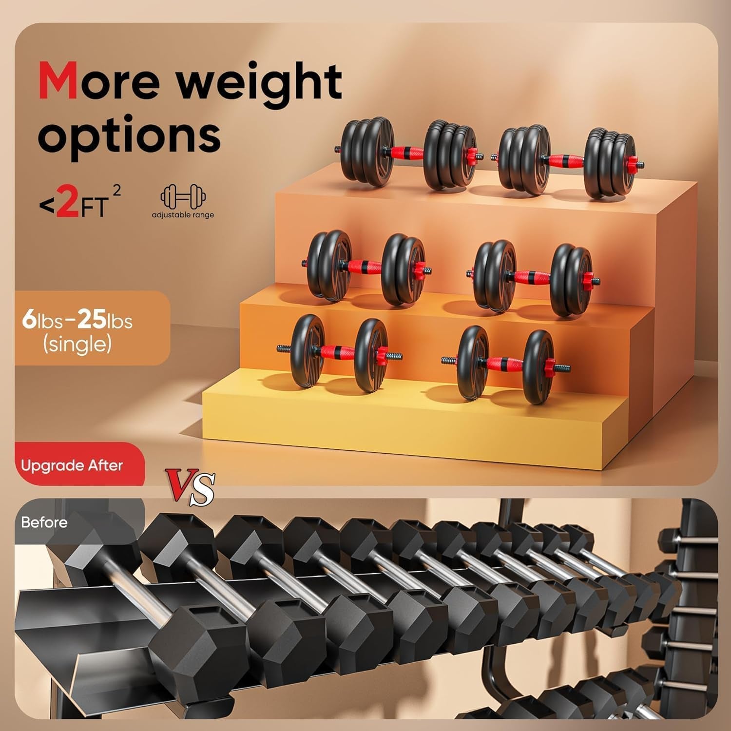 Adjustable Dumbbells, 20/30/45/70/90Lbs Free Weight Set with Connector,5 In1 Dumbbells Set Used as Barbell,Kettlebells,Push up Stand,Fitness Exercises for Home Gym Suitable Men/Women