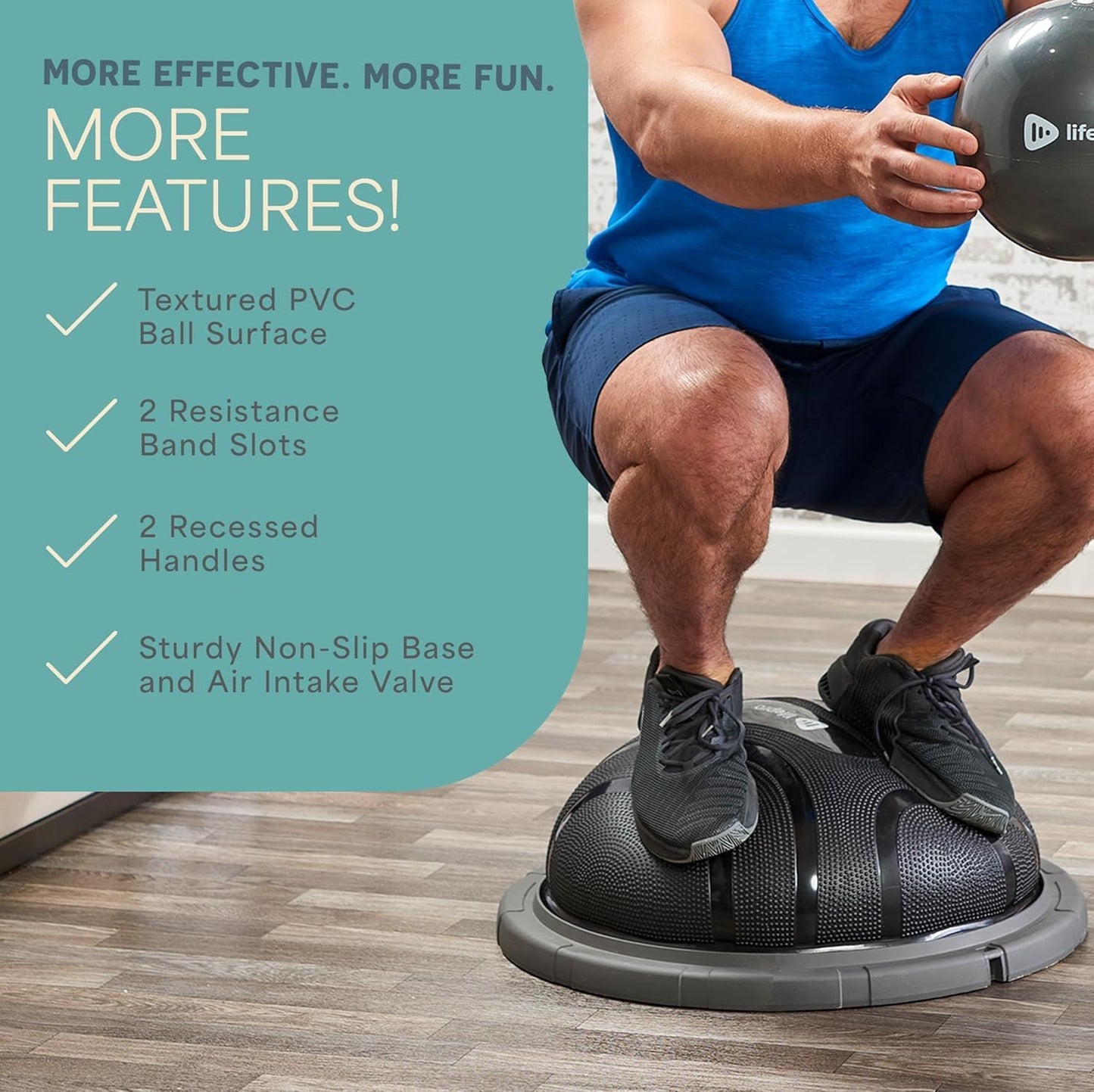 Half Balance Ball Trainer - Stability Ball for Exercise, Full-Body Workouts, Home Gym, and Physical Therapy - Horizon Balance Ball Half Non-Slip Equipment for Balance Training