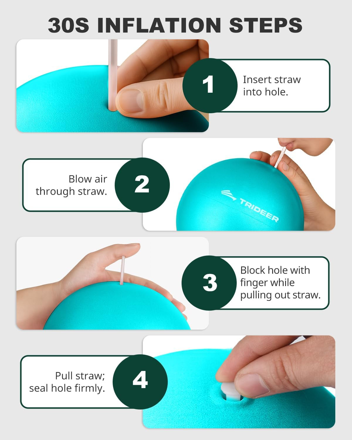 9-Inch Pilates Ball, Small Exercise Ball for Yoga, Core Training, Physical Therapy, Balance, Stability and Stretching Pilates Equipment with Inflation Straw