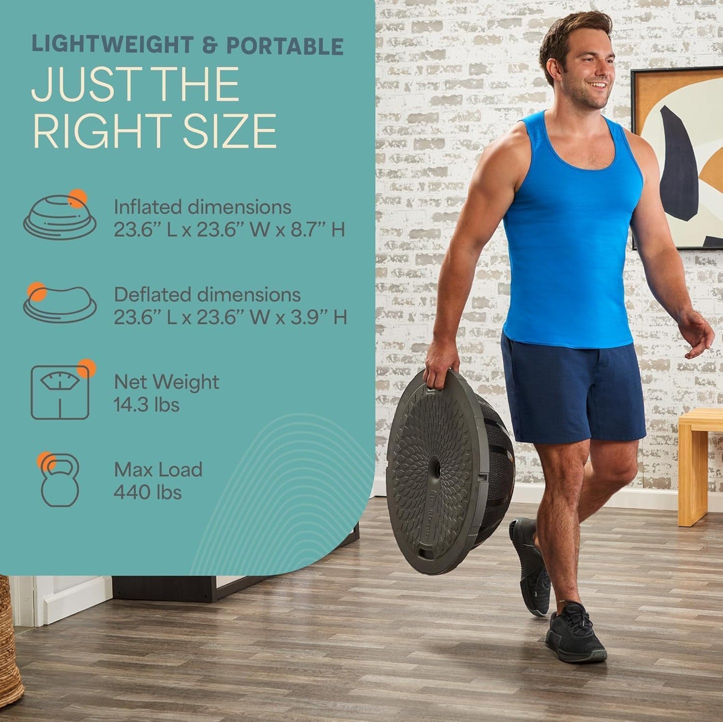 Half Balance Ball Trainer - Stability Ball for Exercise, Full-Body Workouts, Home Gym, and Physical Therapy - Horizon Balance Ball Half Non-Slip Equipment for Balance Training