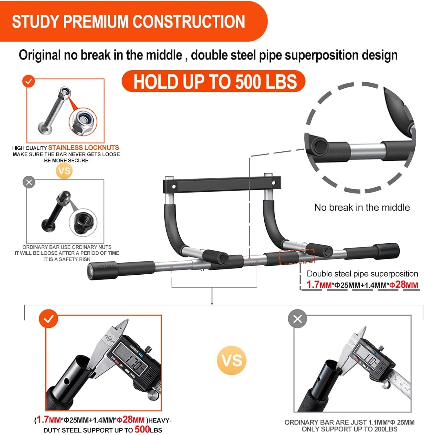 Pull up Bar for Doorway,Multiple Levels Width Adjustable Pull up Bar Accurately Match Wide and Narrow Doorframe,Indoor Chin-Up Bar Workout Bar,Usa Original Patent