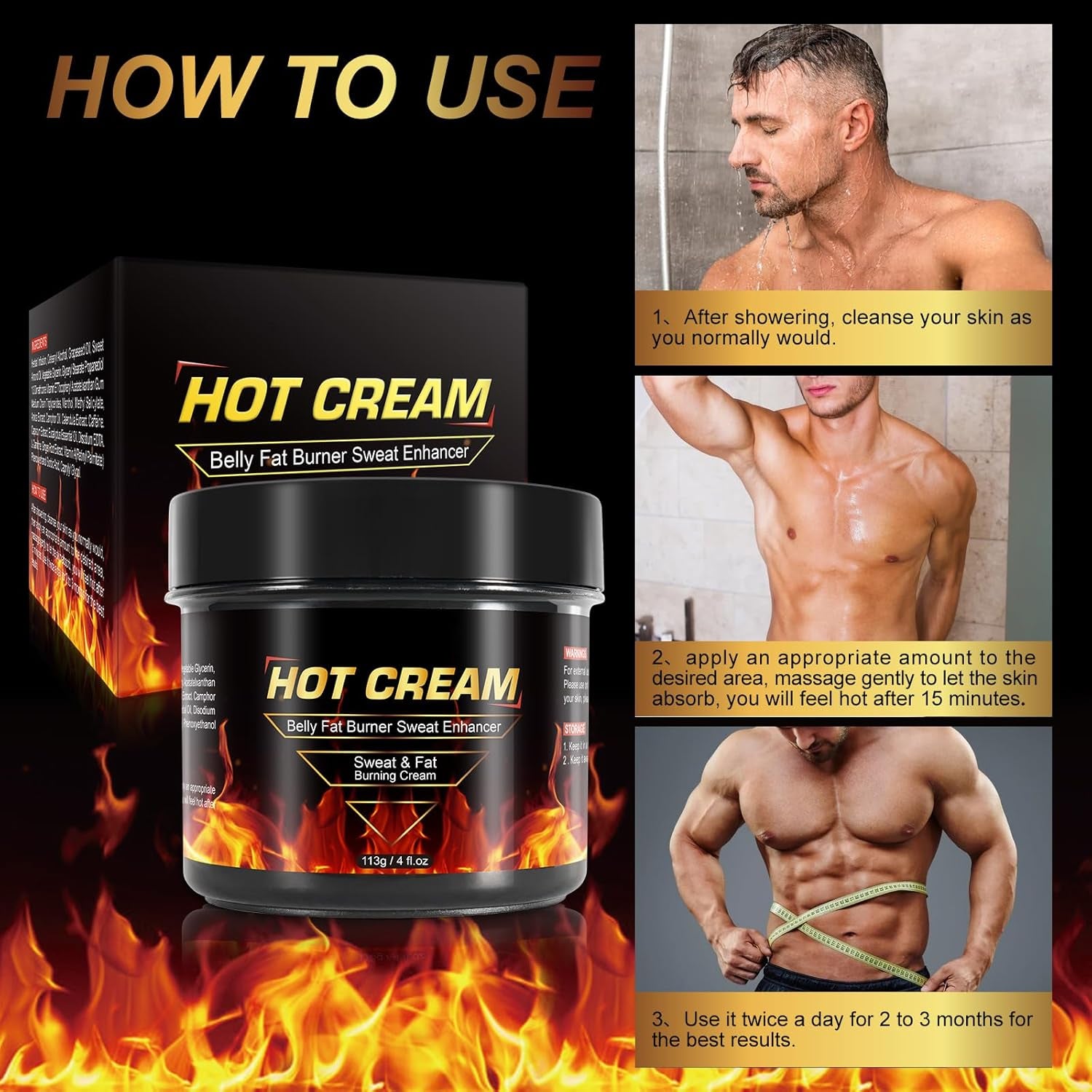 Hot Sweat Cream for Belly Fat Burner & Cellulite Treatment | Sweet Sweat Enhancer with Vitamin E | Pre-Workout Skin Tightening Gel Hot Firming Lotion for Stomach, Thighs, Arms