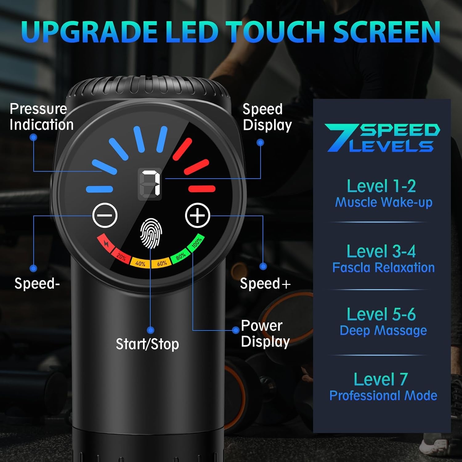 Massage Gun, Deep Tissue Back Massage for Athletes for Pain Relief, Percussion Massager with 10 Massages Heads & Silent Brushless Motor, Christmas Gifts for Women, Men, Black